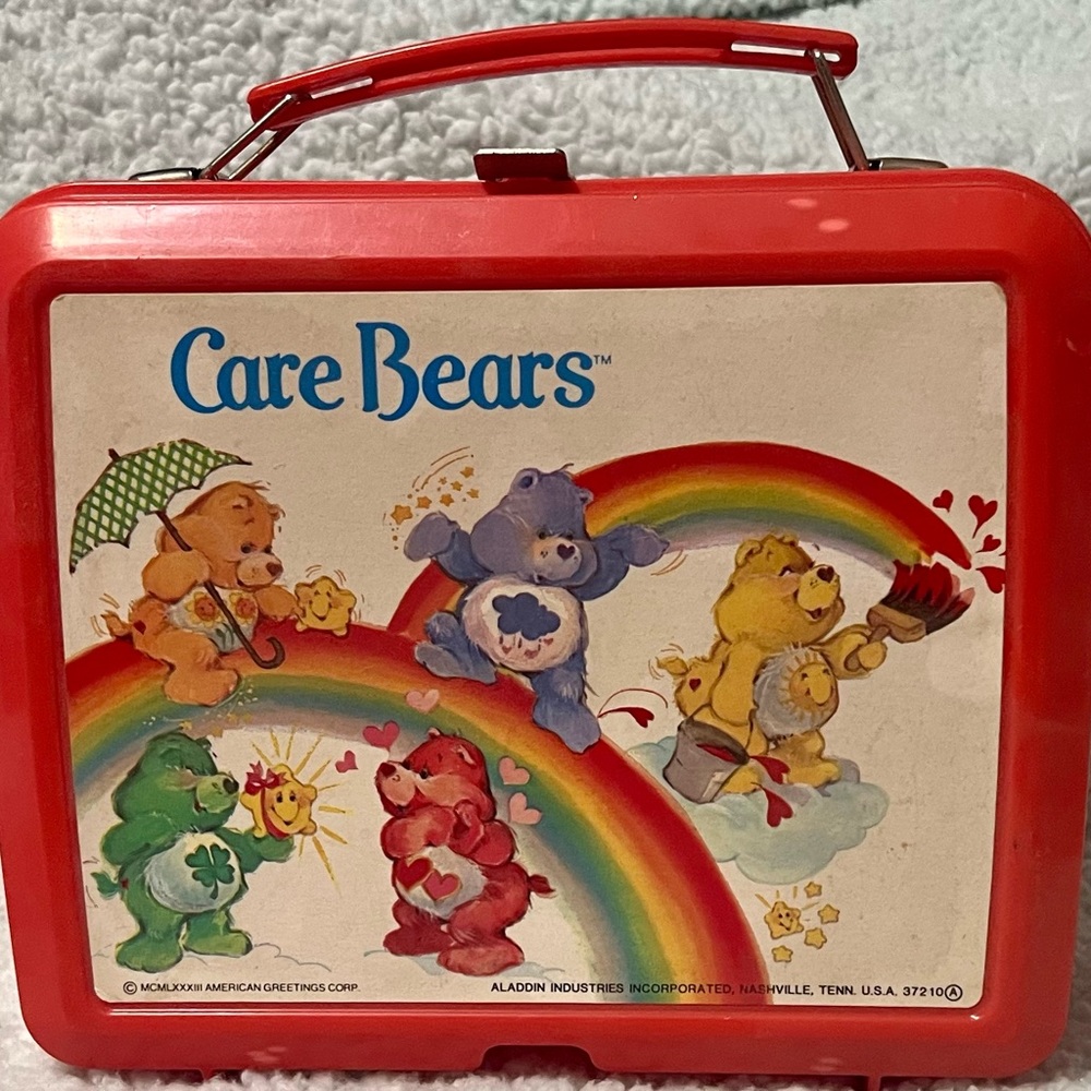 Vintage Care Bear Red Plastic Lunch Box